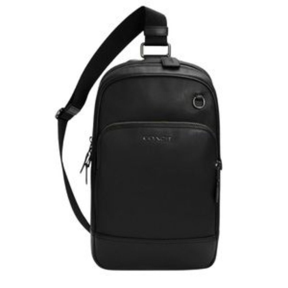 NWT COACH Men’s Graham Pack C2931 in Smooth Calf Leather Black Authentic